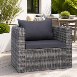 Compact Grey Garden Chair with Cushions for Easy Use