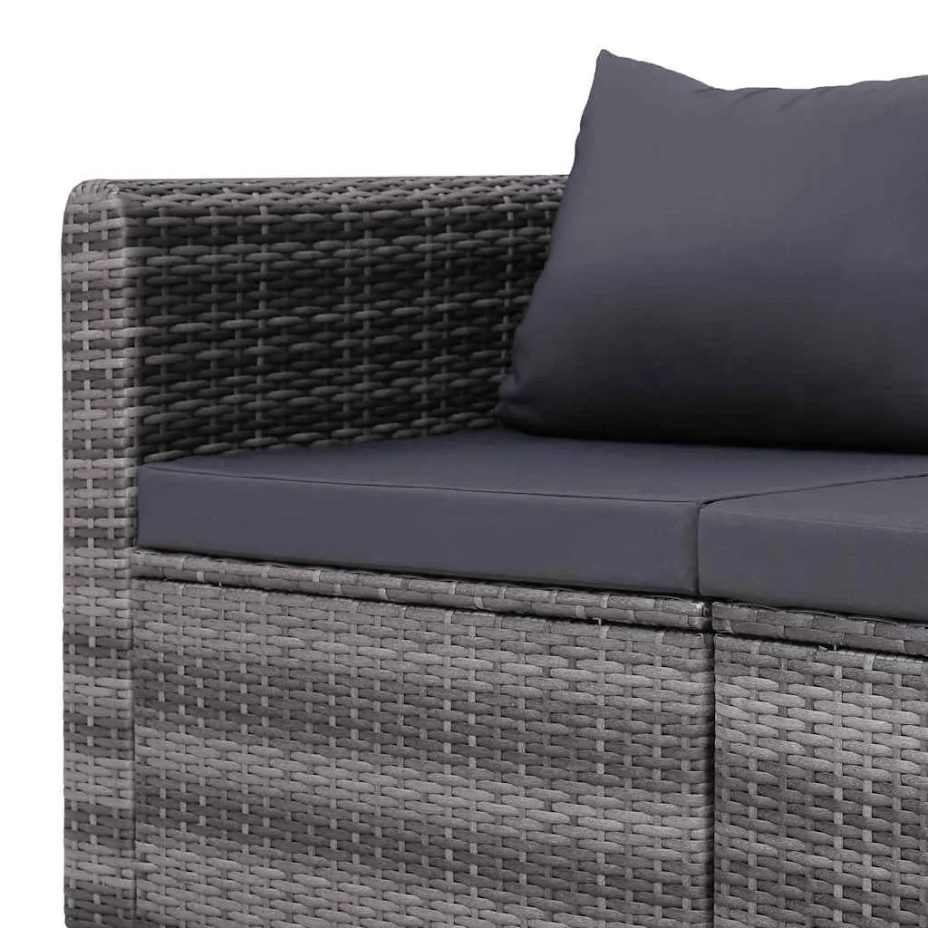 Garden Corner Sofa Set Grey 2 Piece Water-resistant Poly Rattan with Cushions