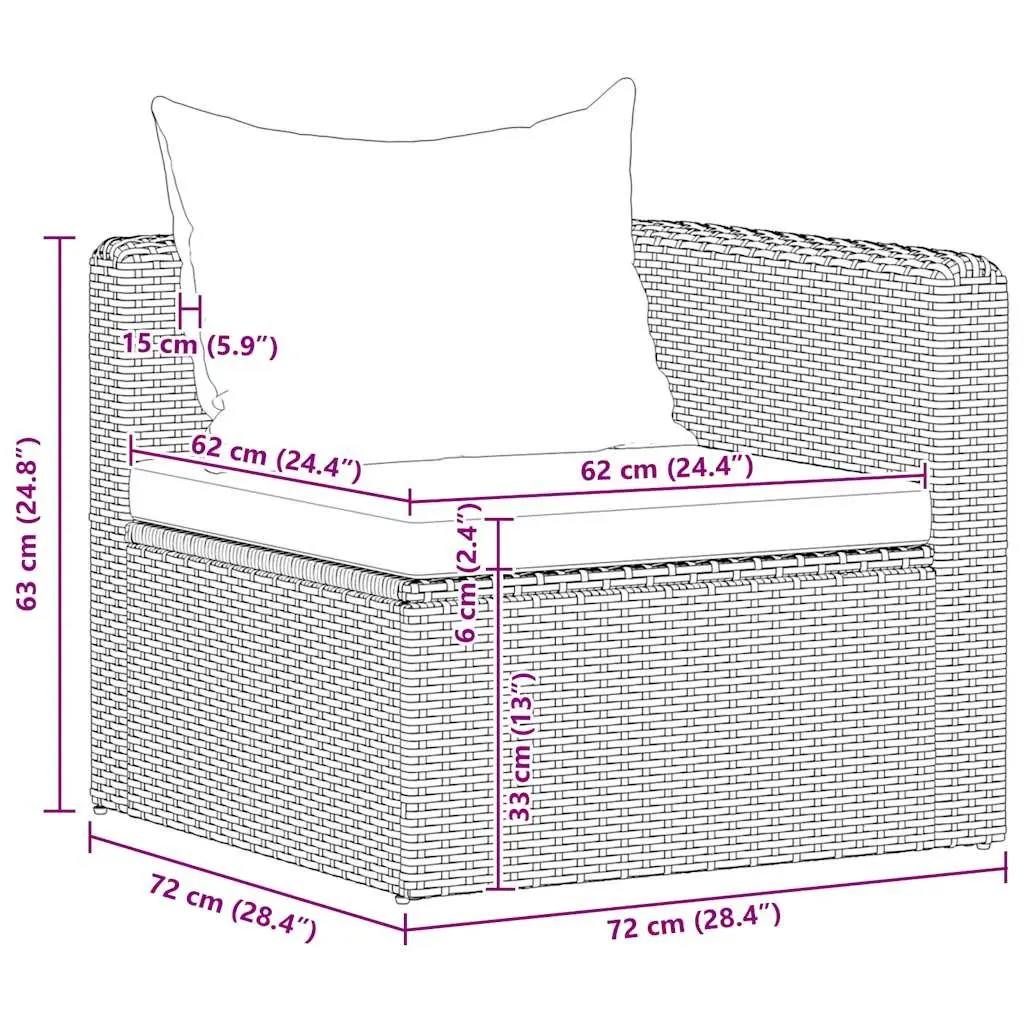 Outdoor Sofa Set Grey Rattan 4 Piece Weather Resistant with Cushions for Patio Garden Balcony