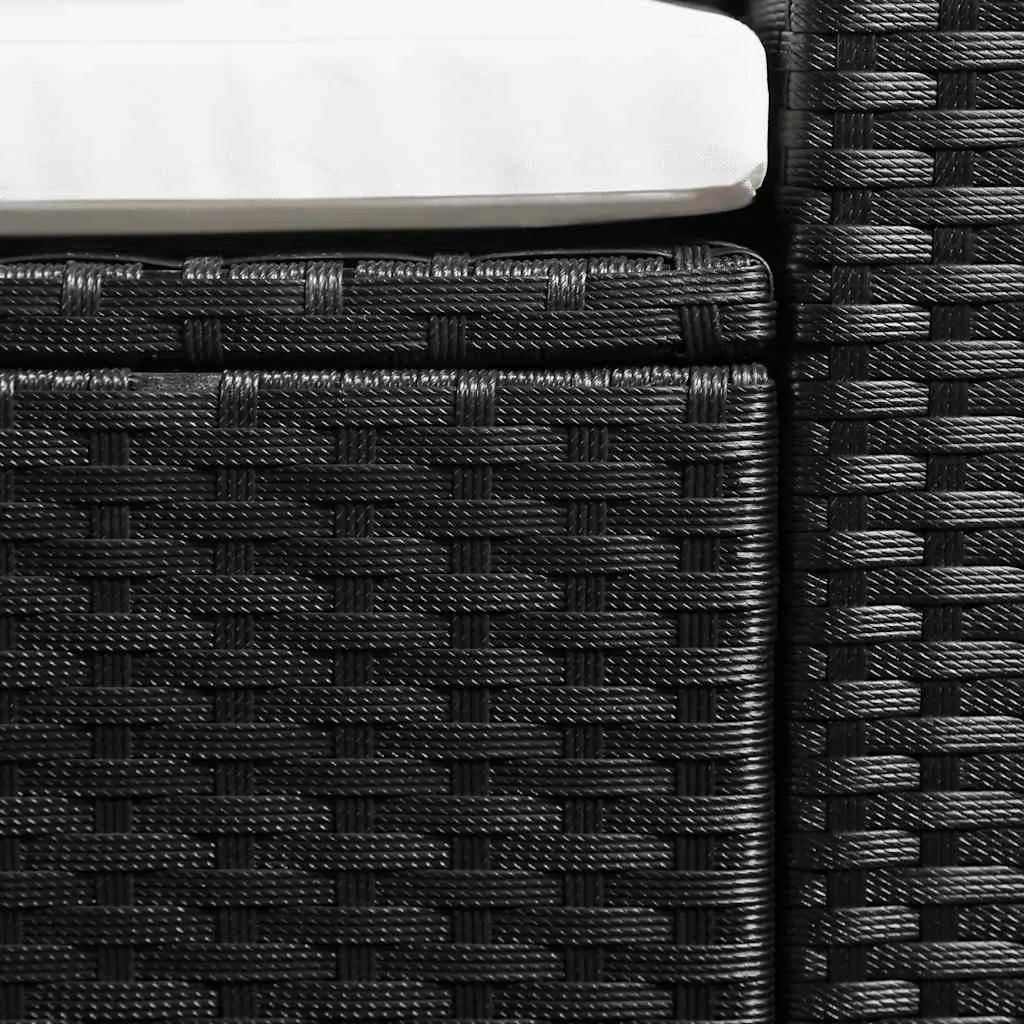 4 Piece Outdoor Garden Lounge Set Black Water-resistant PE Rattan Sofa Armchair Coffee Table Ottoman