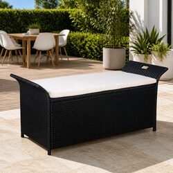 138cm Storage Bench with Cushion for Outdoor Use