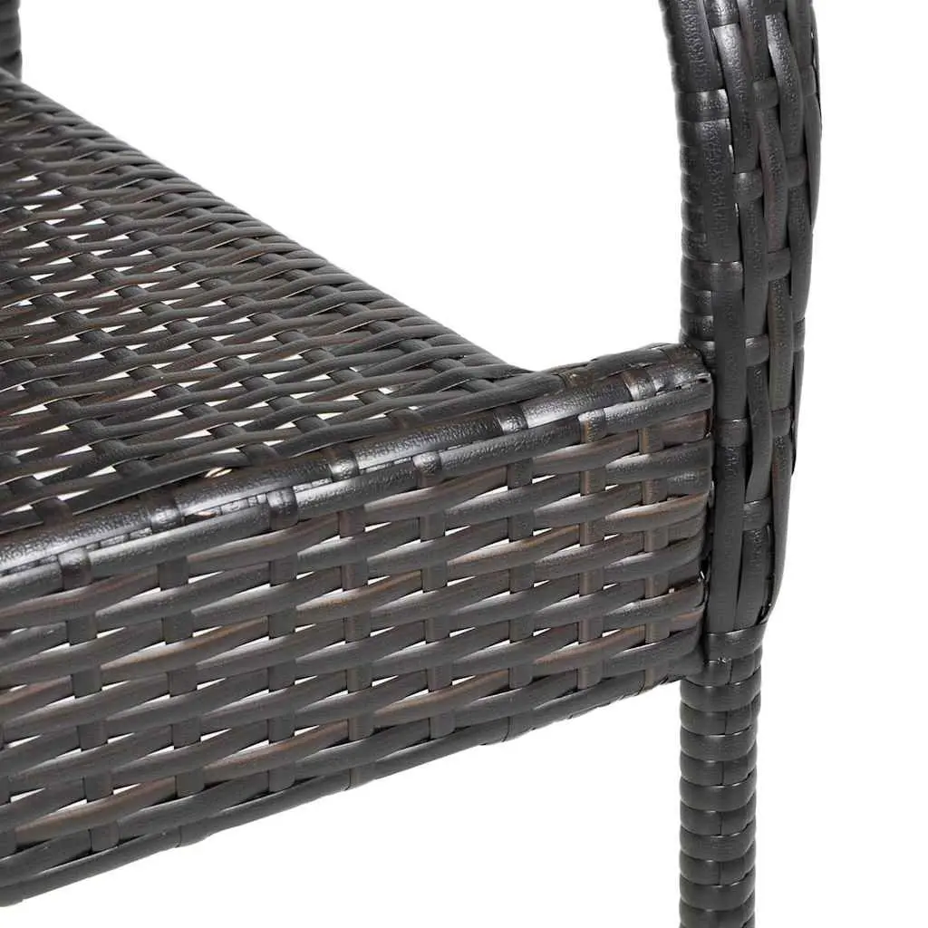 Outdoor Stackable Dining Chairs 2 pcs Brown Poly Rattan Garden Patio Seating