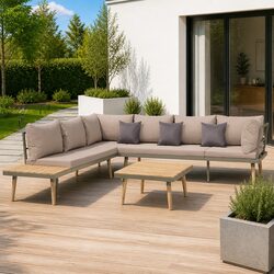 4 Piece Garden Lounge Set Outdoor Sofa with Cushions Pillows Brown