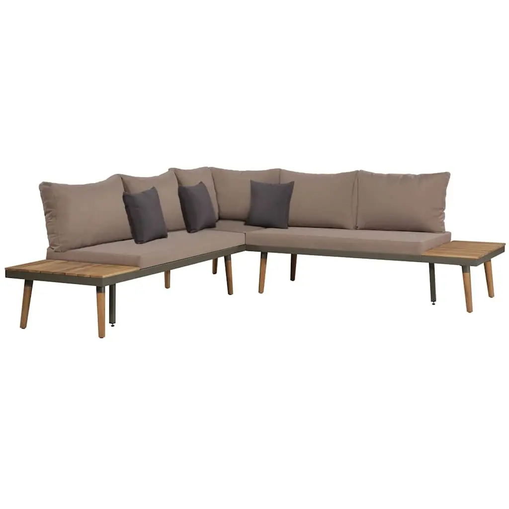 Garden Lounge Set Brown 4 Piece Outdoor Furniture Patio Sofa with Cushions