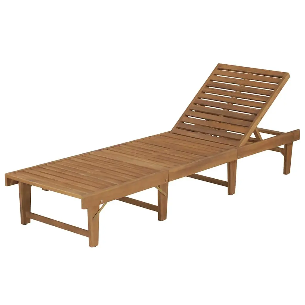 Sun Lounger Folding Wooden Outdoor Garden Patio Deck Chair Adjustable Backrest