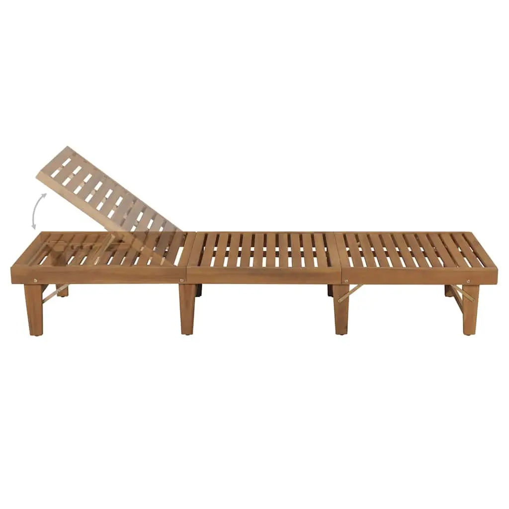 Sun Lounger Folding Wooden Outdoor Garden Patio Deck Chair Adjustable Backrest