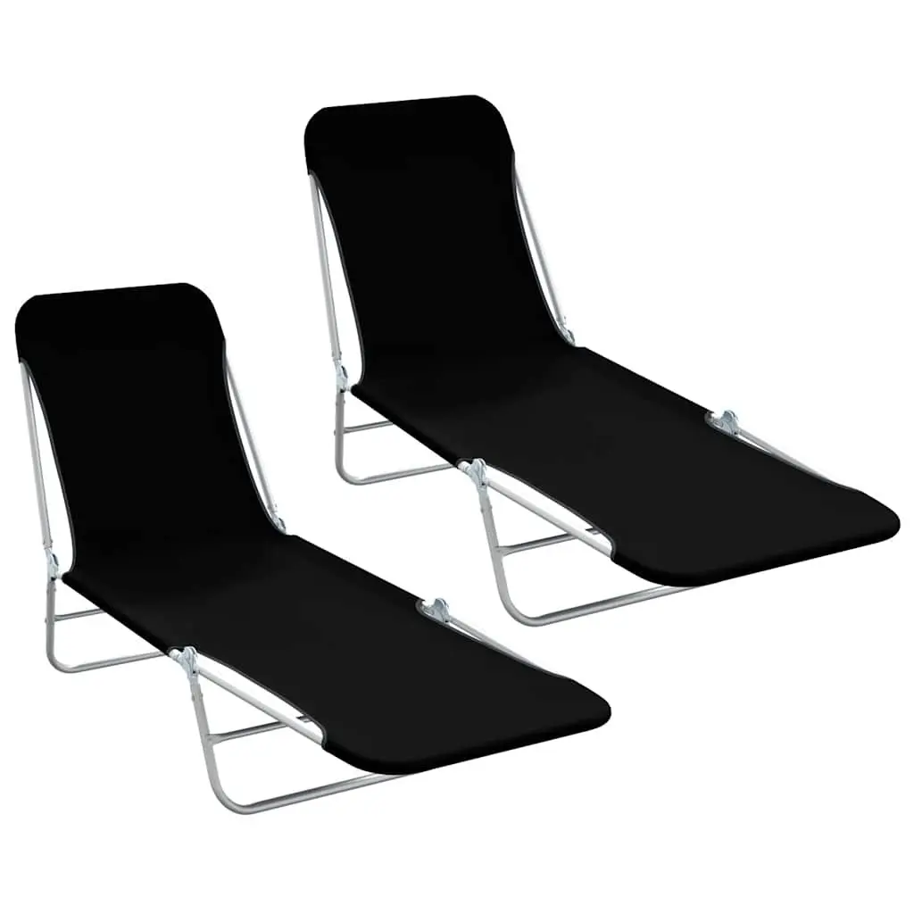 Sun Loungers Folding 2 Pcs Adjustable Backrest Garden Beach Outdoor Seating