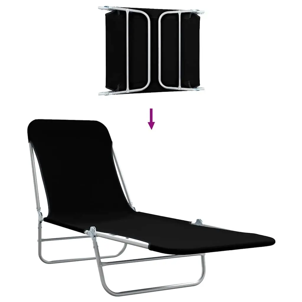 Sun Loungers Folding 2 Pcs Adjustable Backrest Garden Beach Outdoor Seating