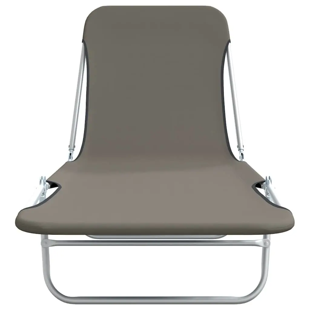 Sun Loungers Grey 2pc Set Folding Adjustable Backrest