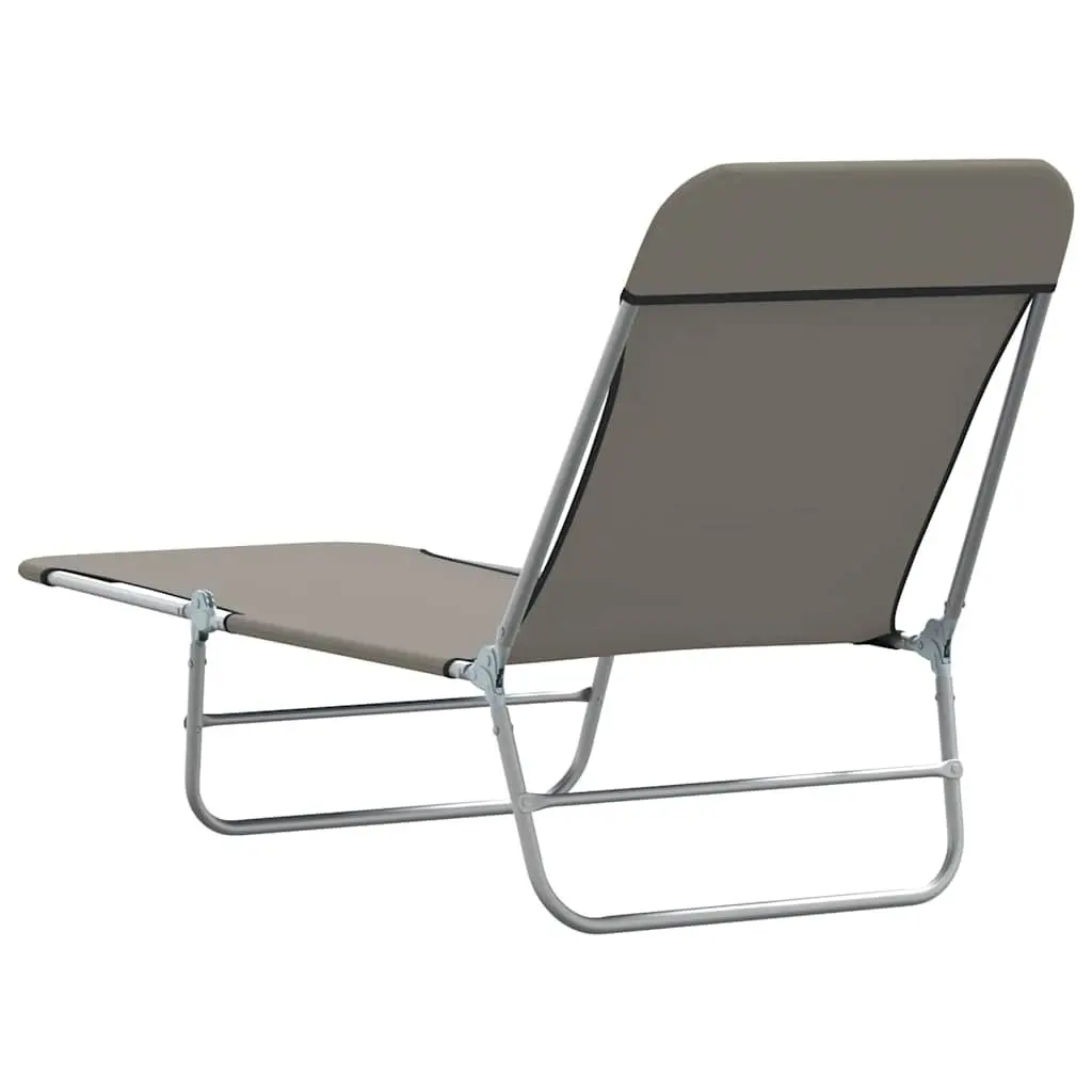 Sun Loungers Grey 2pc Set Folding Adjustable Backrest