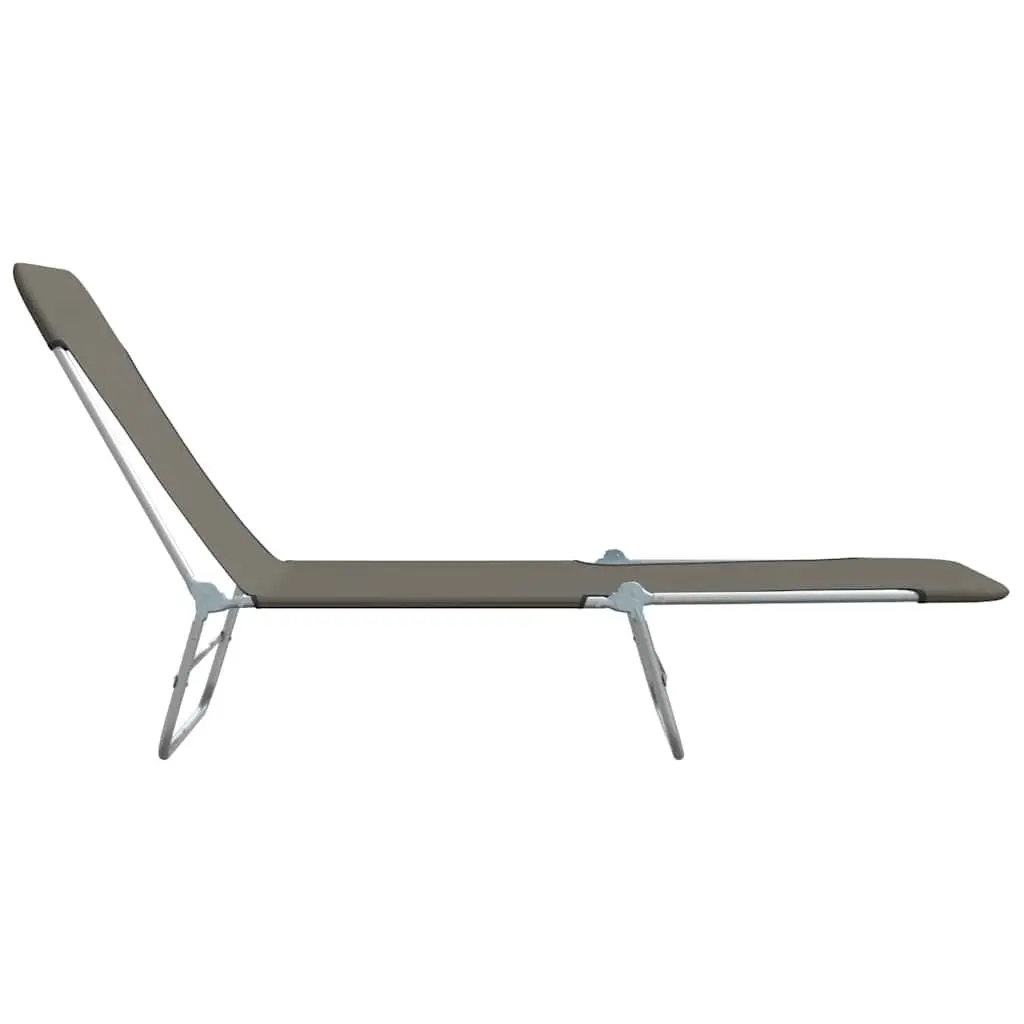 Sun Loungers Grey 2pc Set Folding Adjustable Backrest