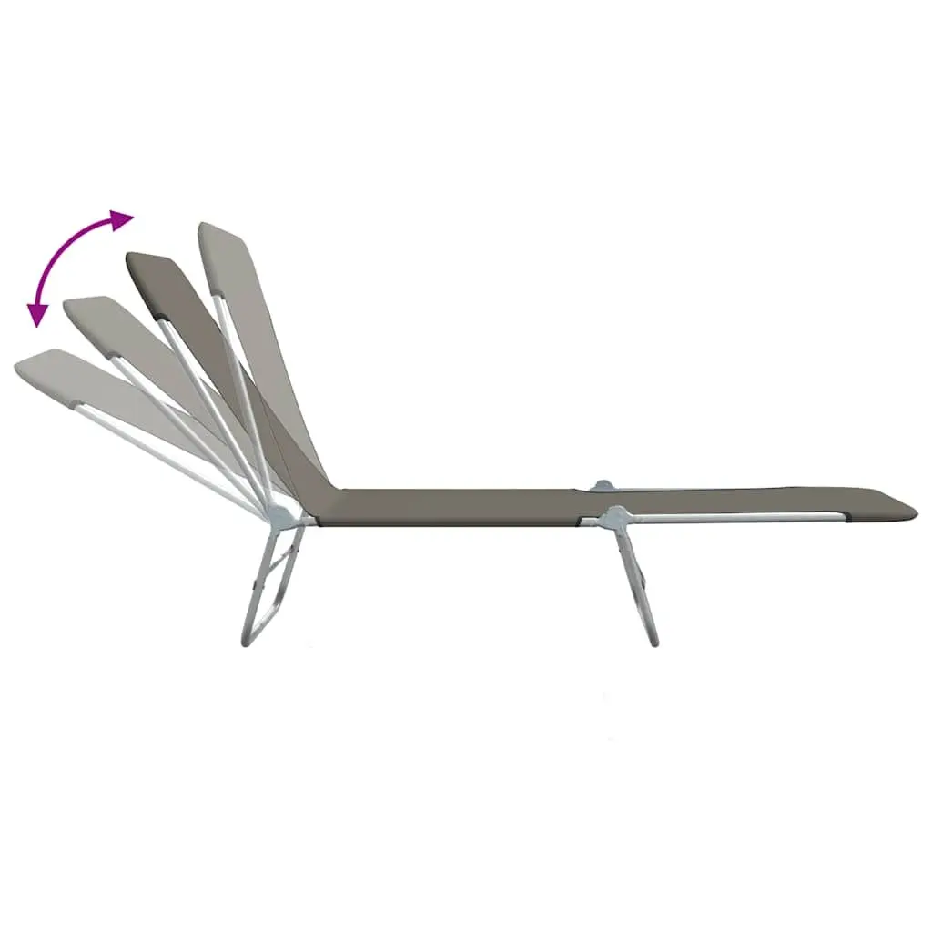 Sun Loungers Grey 2pc Set Folding Adjustable Backrest