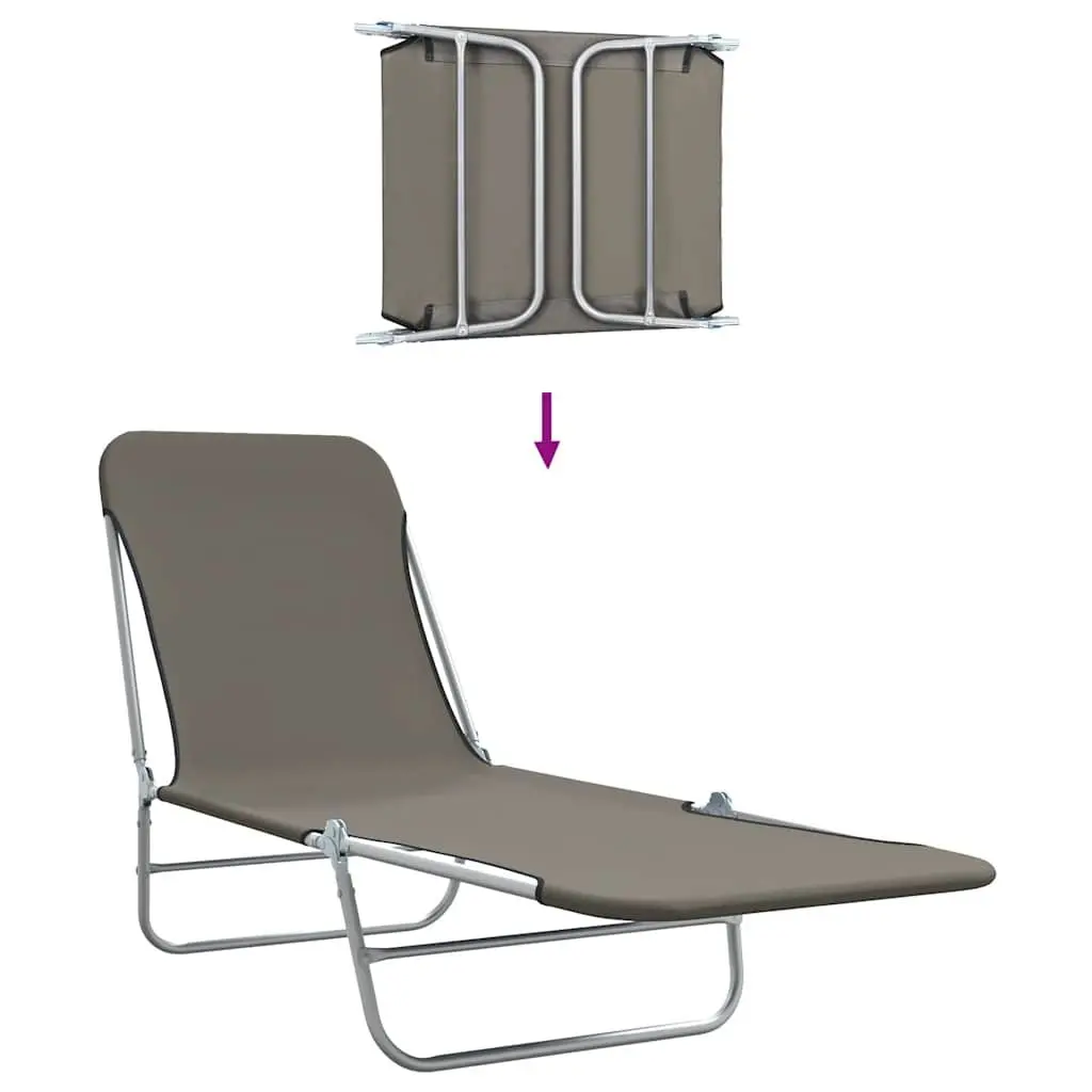 Sun Loungers Grey 2pc Set Folding Adjustable Backrest