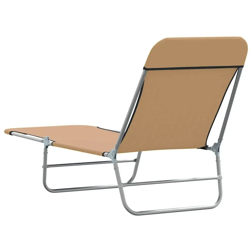 Folding Sun Loungers Taupe 2 Pieces Adjustable Backrest Lightweight Steel Frame