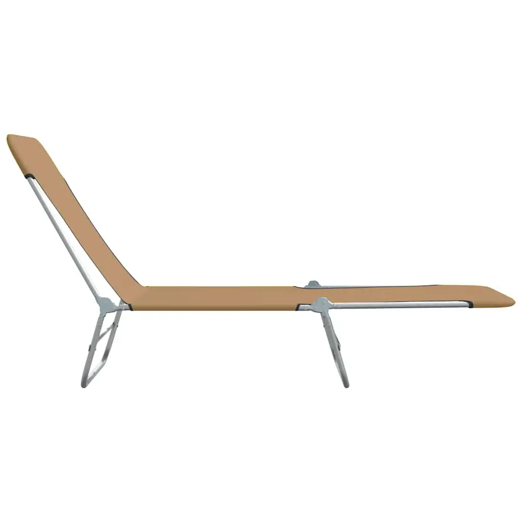 Folding Sun Loungers Taupe 2 Pieces Adjustable Backrest Lightweight Steel Frame