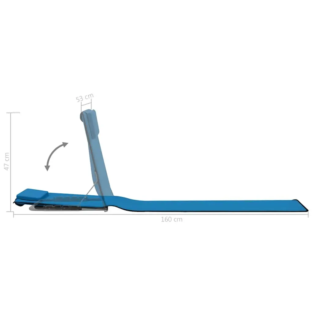 Folding Beach Lounger Blue 2 pcs Steel Frame Fabric Backrest Adjustable