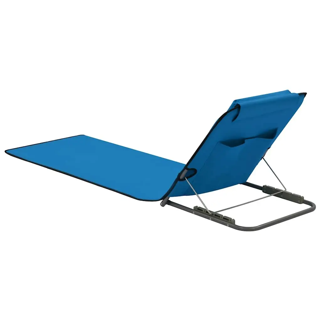 Folding Beach Lounger Blue 2 pcs Steel Frame Fabric Backrest Adjustable