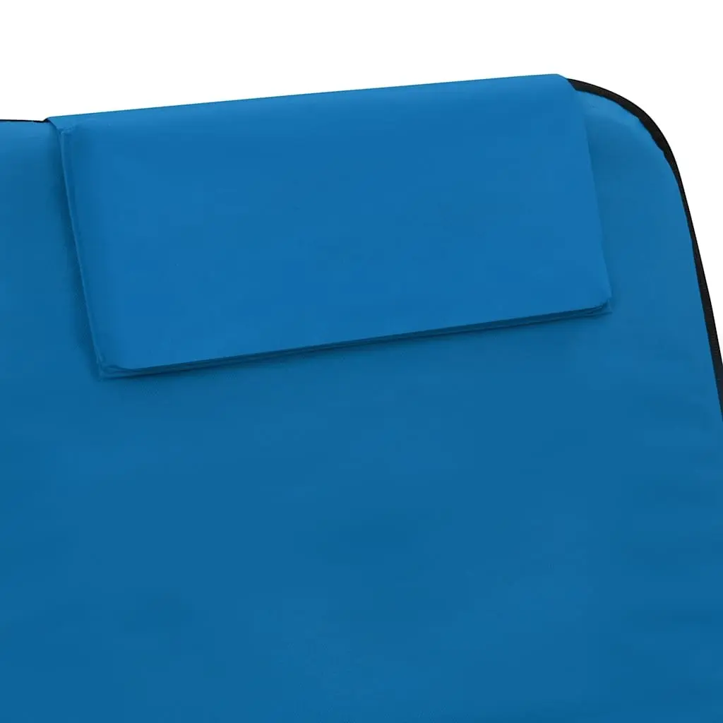 Folding Beach Lounger Blue 2 pcs Steel Frame Fabric Backrest Adjustable