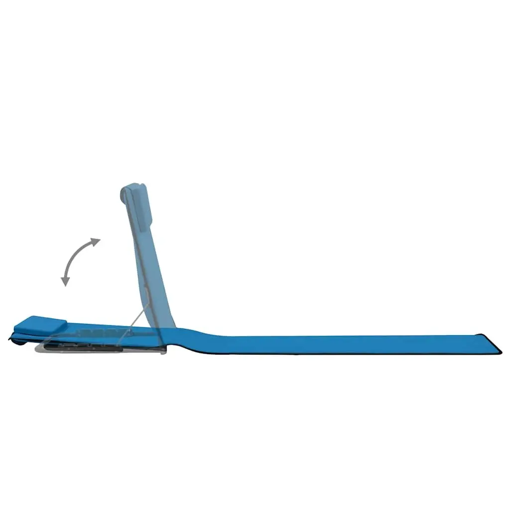 Folding Beach Lounger Blue 2 pcs Steel Frame Fabric Backrest Adjustable