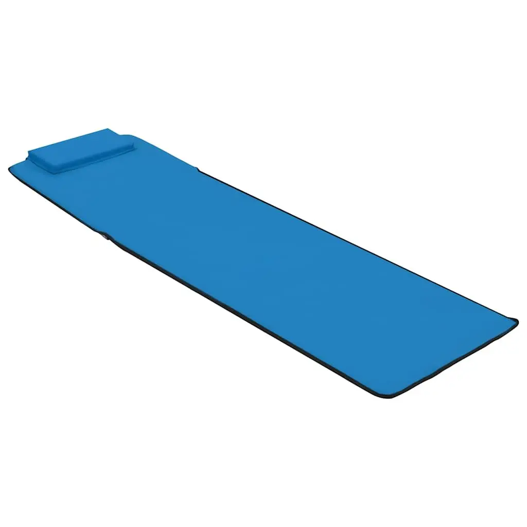 Folding Beach Lounger Blue 2 pcs Steel Frame Fabric Backrest Adjustable