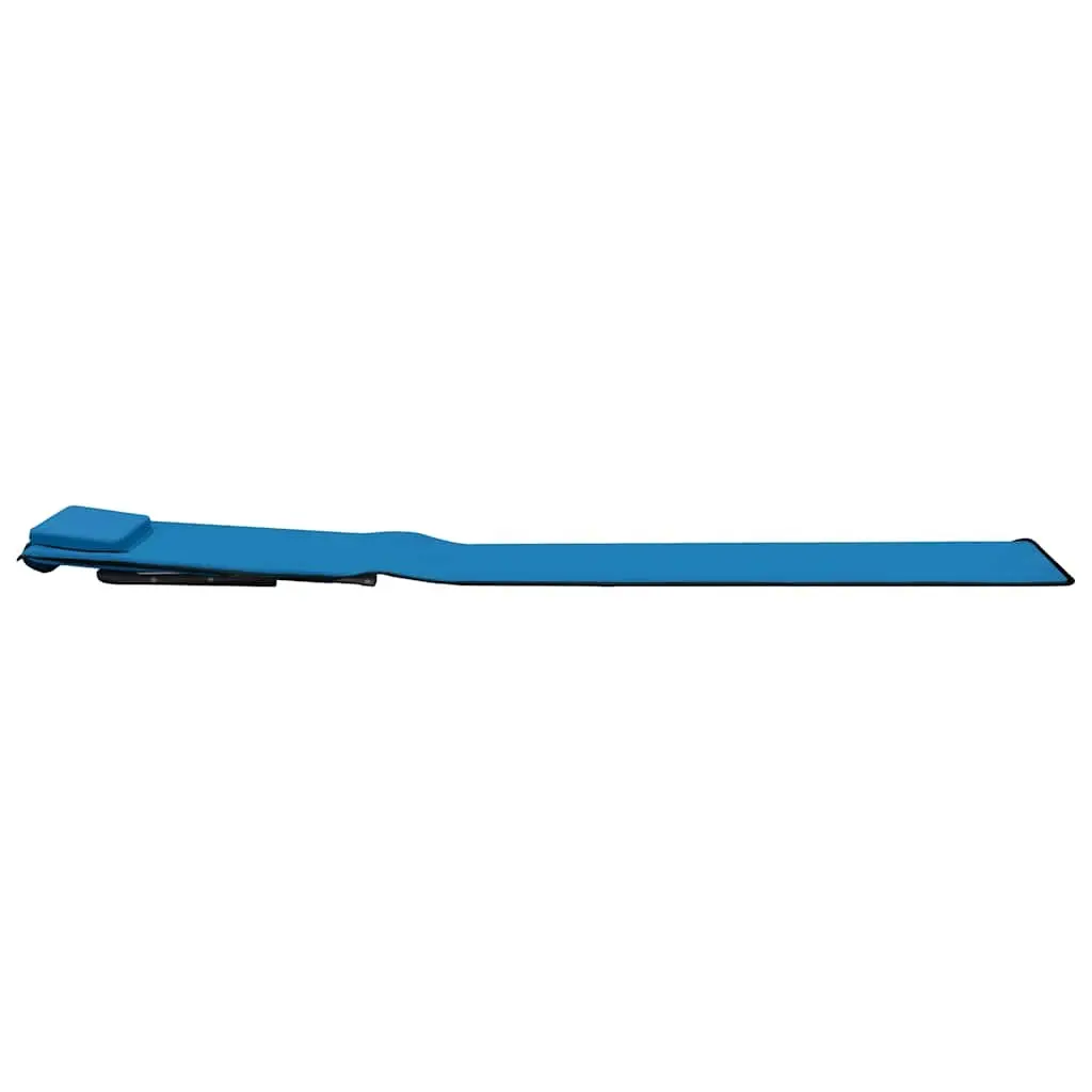 Folding Beach Lounger Blue 2 pcs Steel Frame Fabric Backrest Adjustable