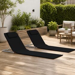 Folding Beach Lounger Chairs Set - Durable & Compact
