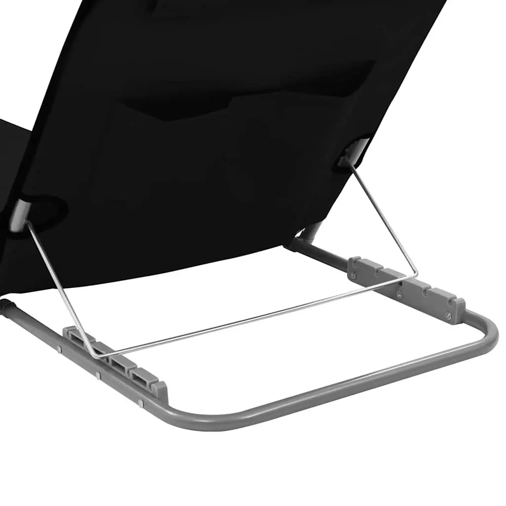 Folding Beach Mats 2 Piece Set Steel Frame Fabric Backrest Sun Lounger Chair