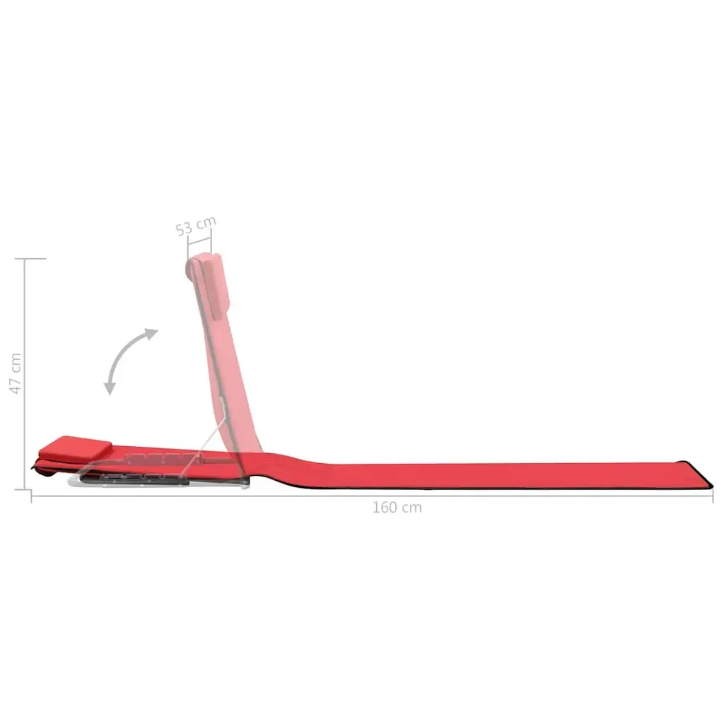 Folding Beach Chair Red 2 Piece Steel Frame Fabric Backrest Portable Lounger