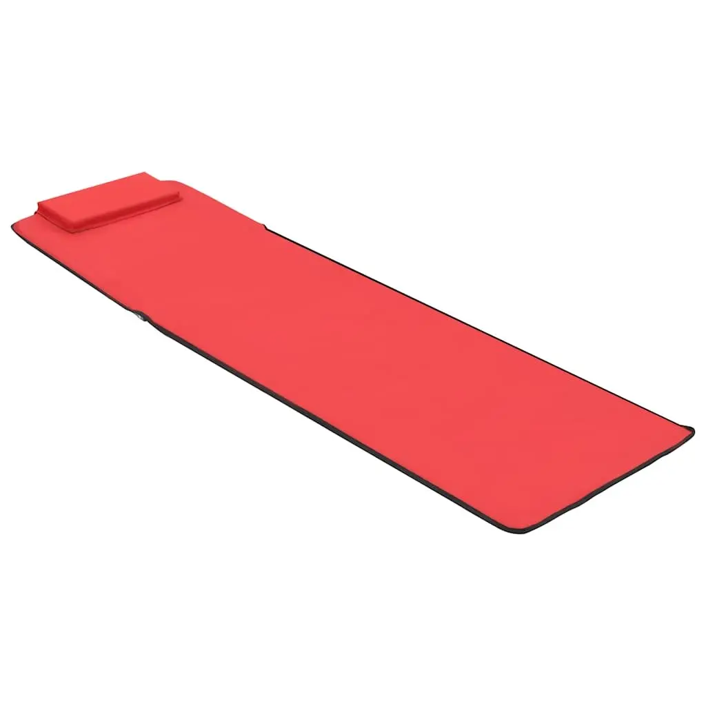 Folding Beach Chair Red 2 Piece Steel Frame Fabric Backrest Portable Lounger