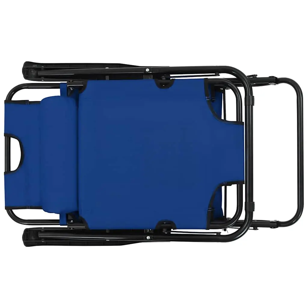 Folding Sun Loungers Blue 2 pcs Outdoor Garden Reclining Chairs with Adjustable Footrests
