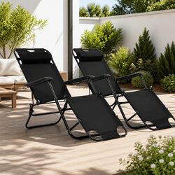 Compact Folding Loungers Set for Outdoor Use