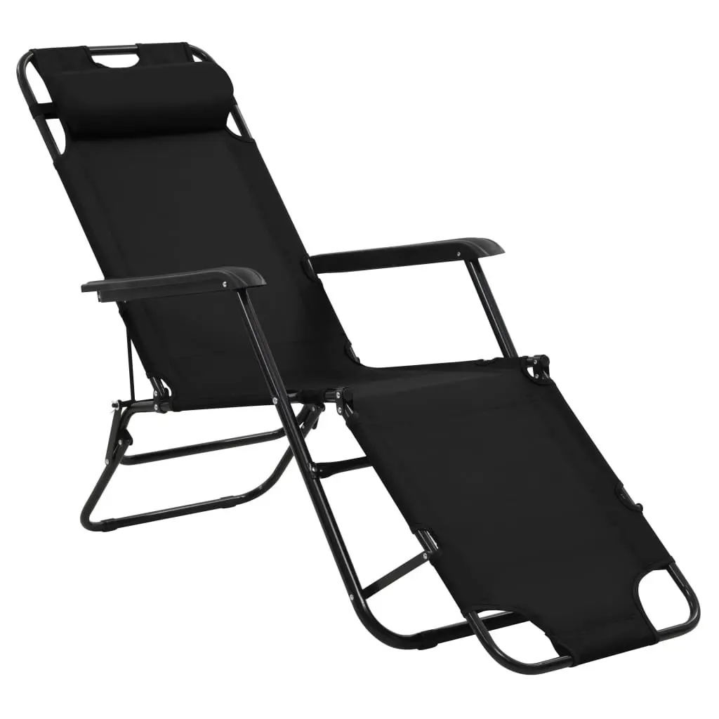 Sun Loungers Folding 2 Pack Outdoor Garden Recliner Chairs Steel Frame Footrest