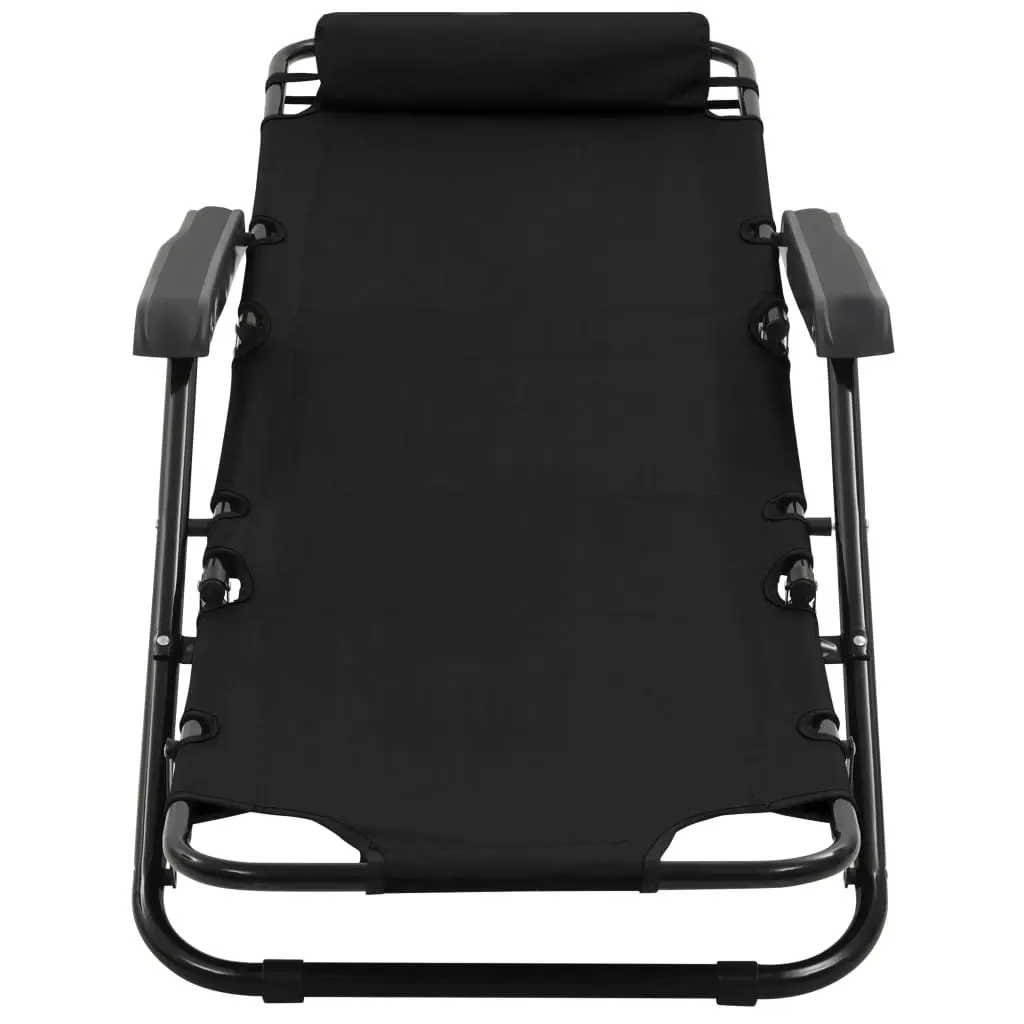 Sun Loungers Folding 2 Pack Outdoor Garden Recliner Chairs Steel Frame Footrest