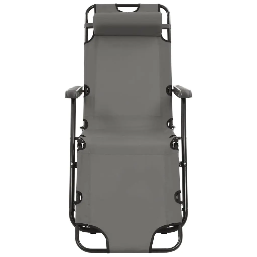 Folding Sun Loungers Grey Adjustable Reclining 2 pcs