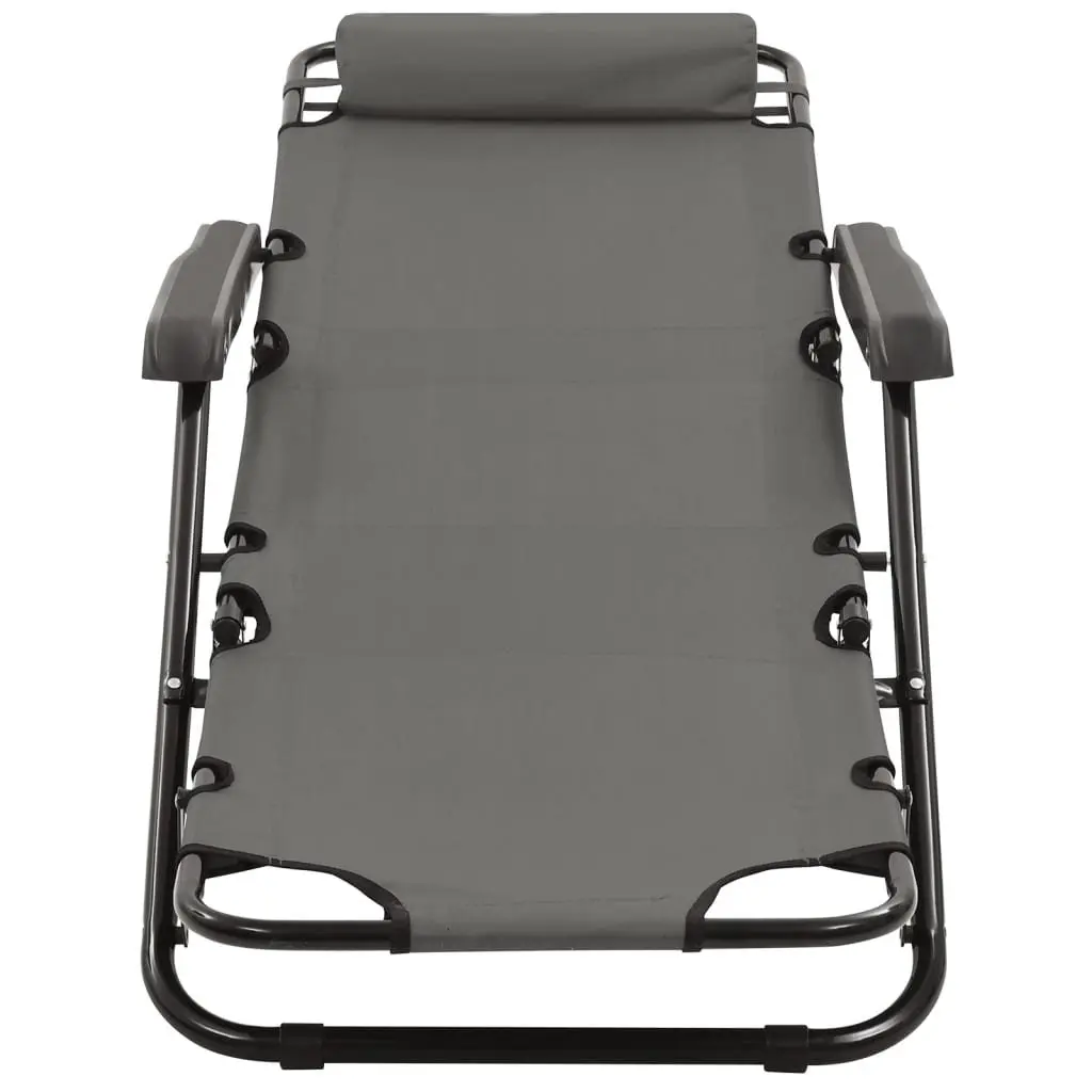 Folding Sun Loungers Grey Adjustable Reclining 2 pcs