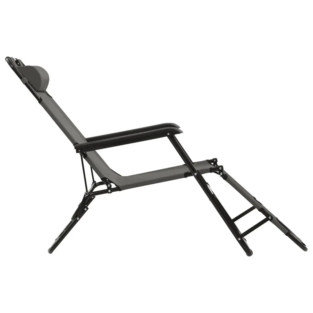 Folding Sun Loungers Grey Adjustable Reclining 2 pcs
