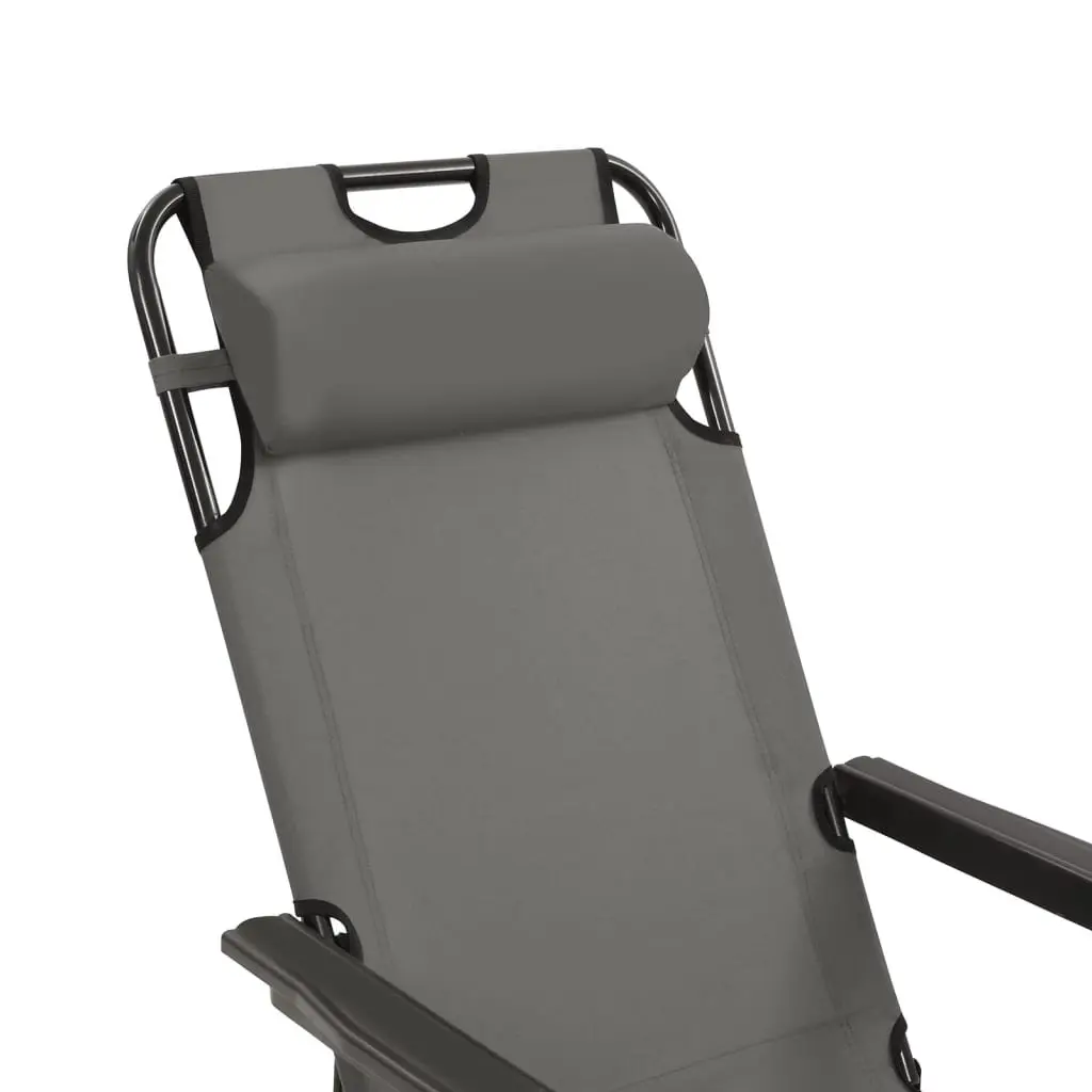 Folding Sun Loungers Grey Adjustable Reclining 2 pcs