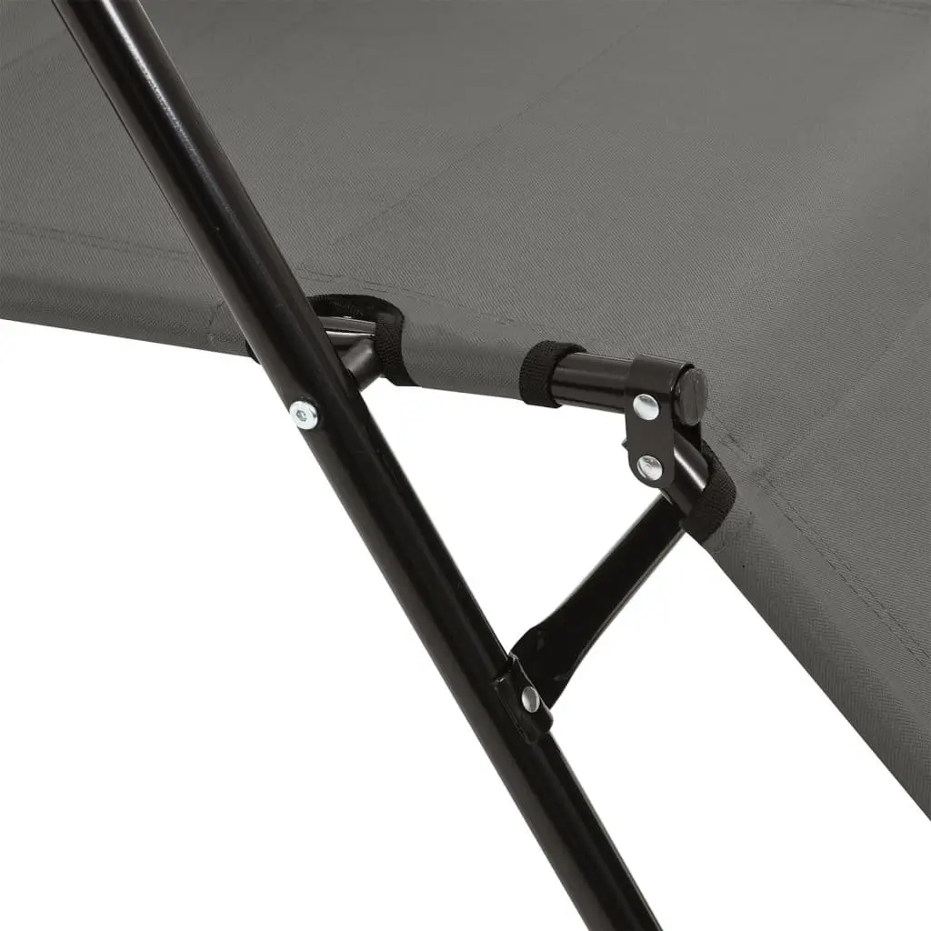 Folding Sun Loungers Grey Adjustable Reclining 2 pcs