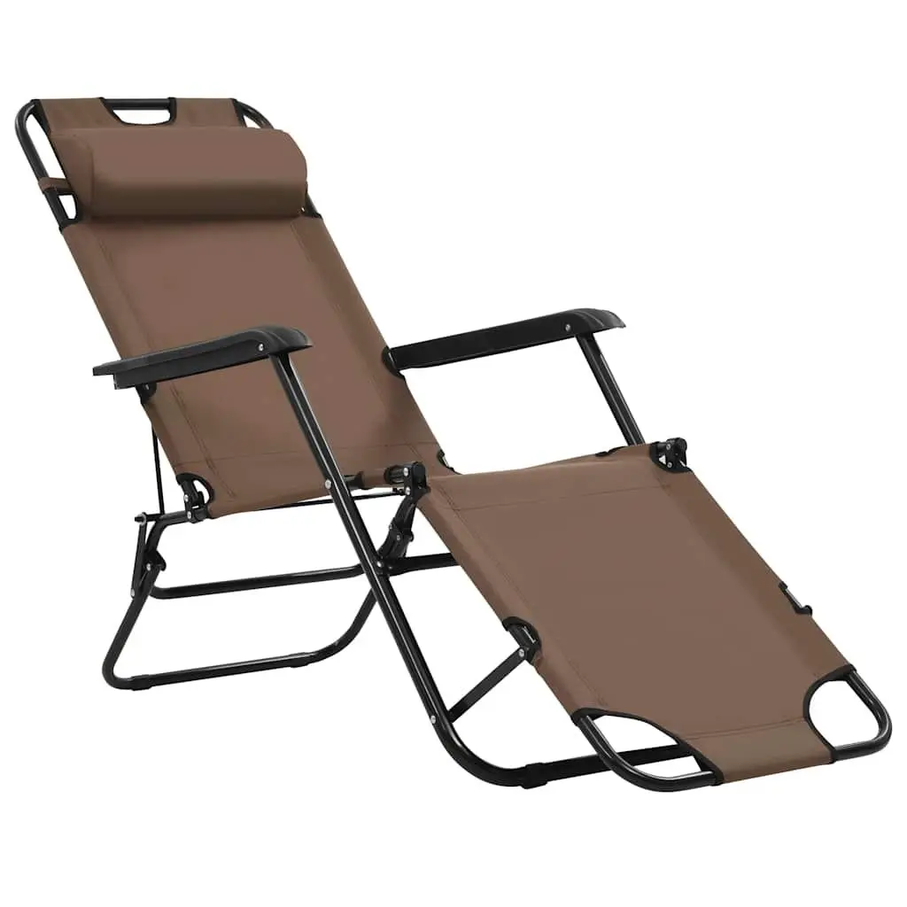 Sun Loungers Folding Reclining Chairs Adjustable Headrest Footrest Outdoor