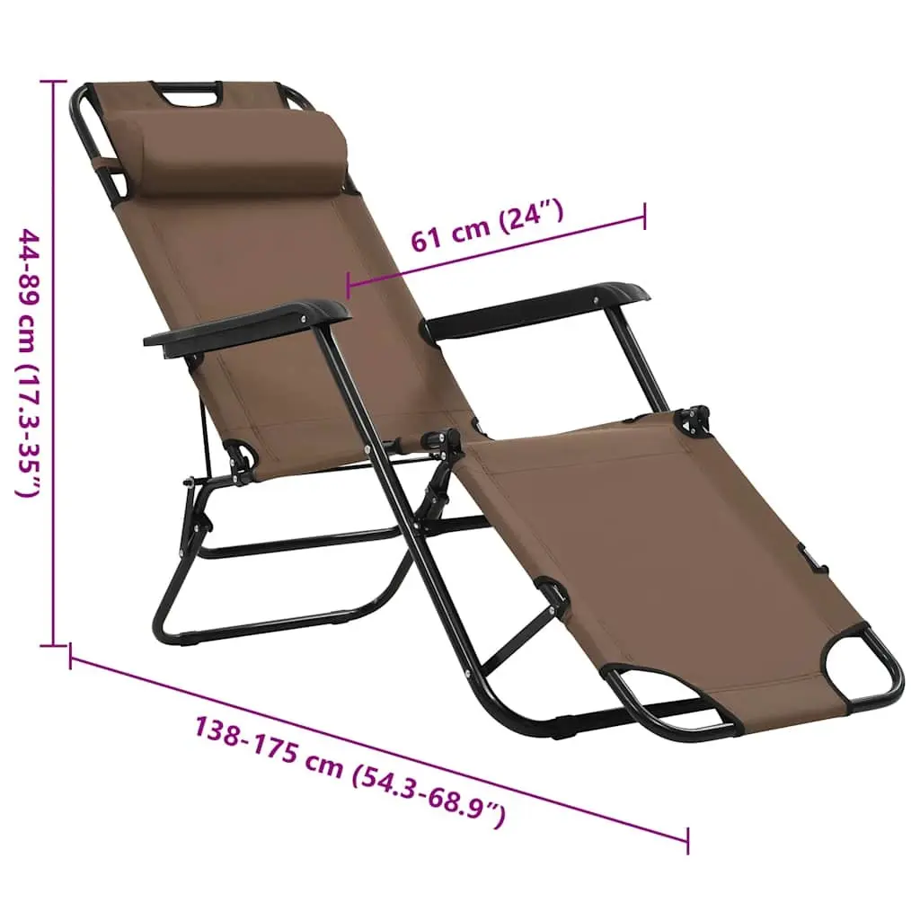 Sun Loungers Folding Reclining Chairs Adjustable Headrest Footrest Outdoor