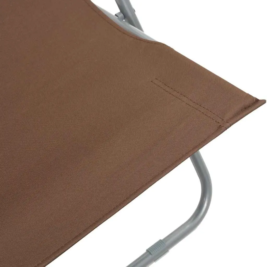 Folding Beach Chair Set Brown 2 pcs Outdoor Lounge Recliner 3 Position Adjustable