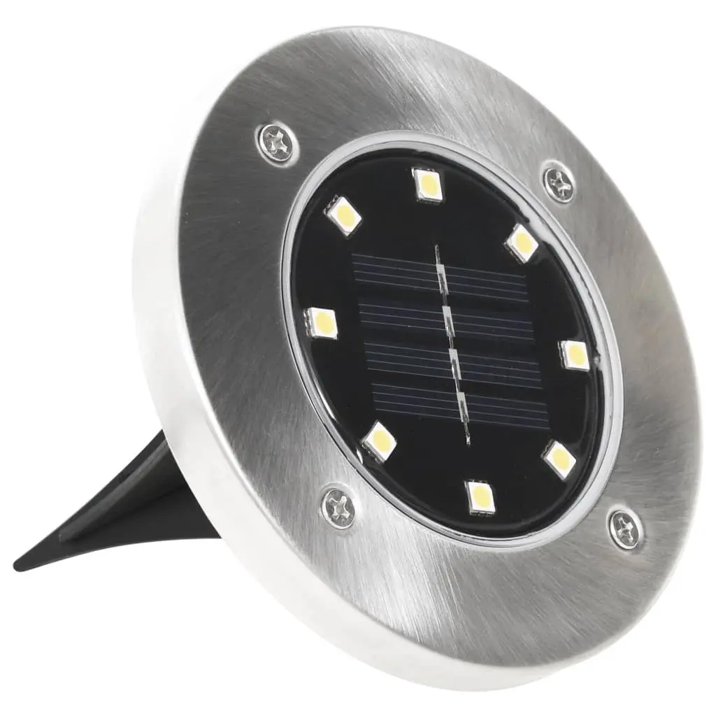 Solar Ground Lights White 8 Piece LED Outdoor Garden Patio Path Landscape Lighting