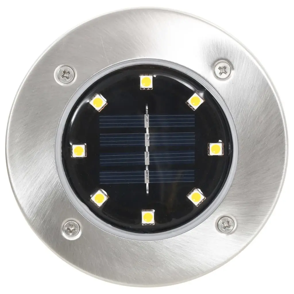 Solar Ground Lights White 8 Piece LED Outdoor Garden Patio Path Landscape Lighting