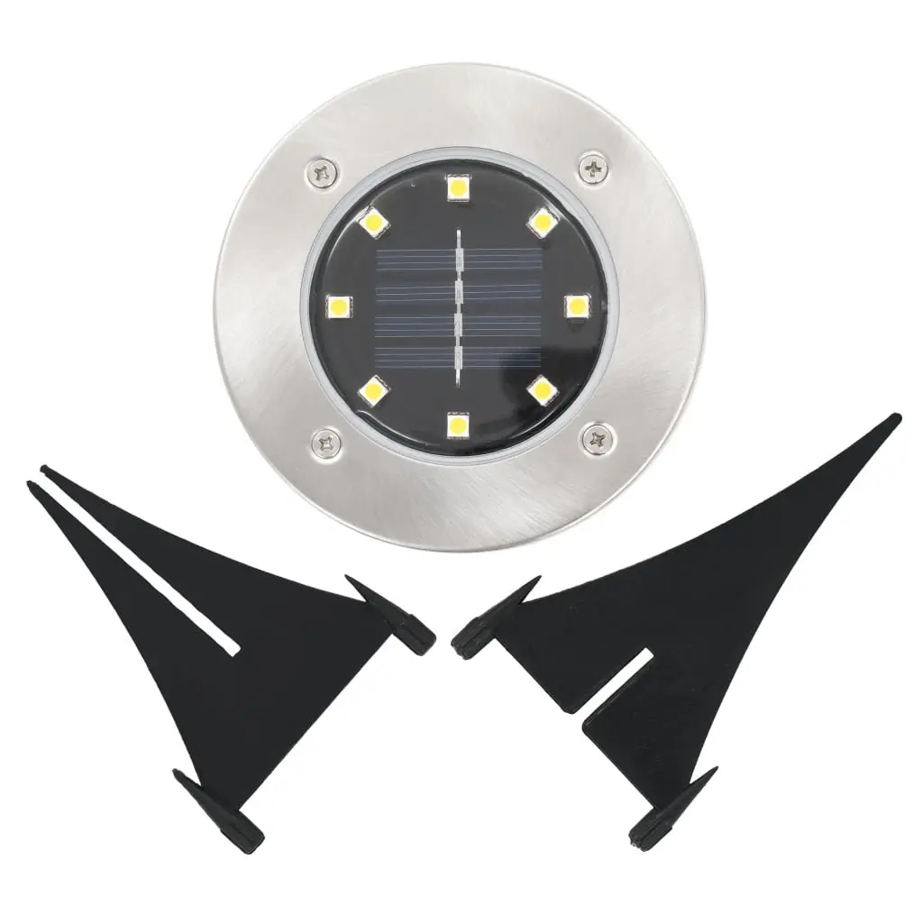 Solar Ground Lights White 8 Piece LED Outdoor Garden Patio Path Landscape Lighting