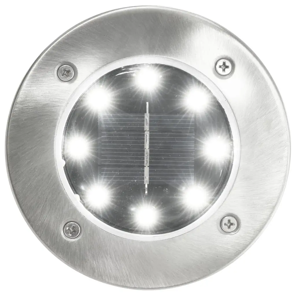Solar Ground Lights White 8 Piece LED Outdoor Garden Patio Path Landscape Lighting