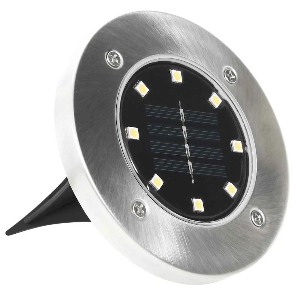 Solar Ground Lights Warm White 8 Piece LED Outdoor Garden Patio Pathway Lighting