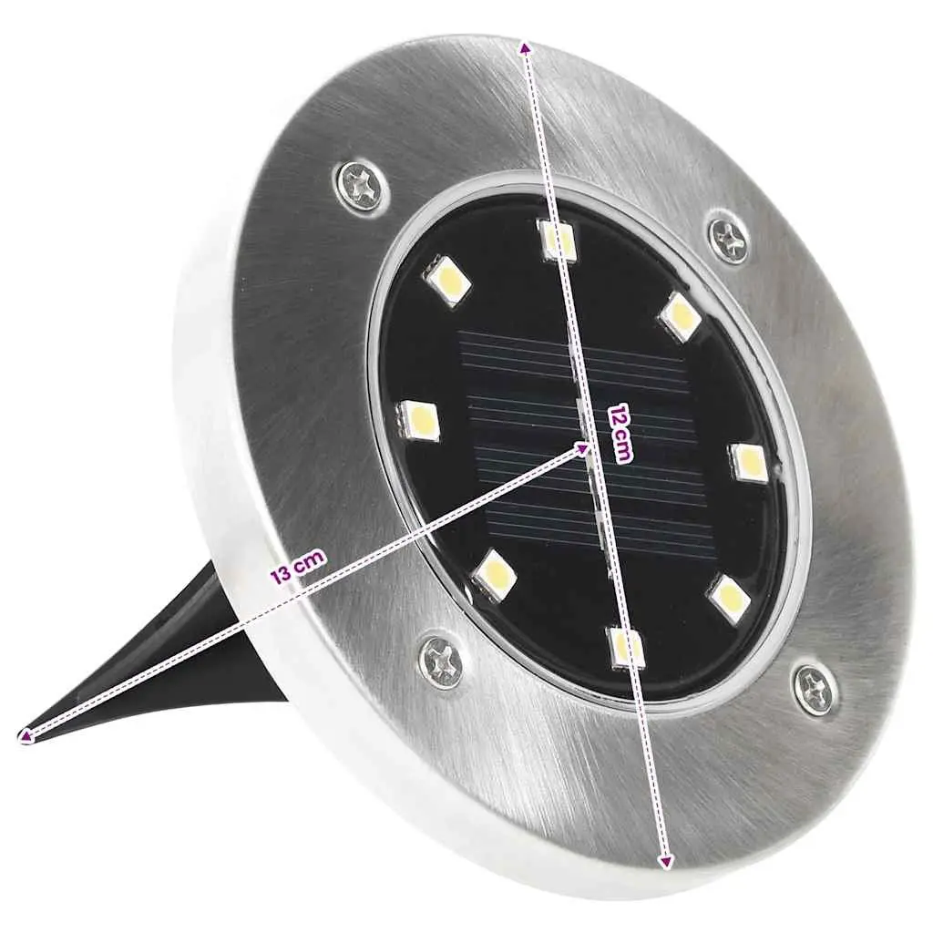 Solar Ground Lights Warm White 8 Piece LED Outdoor Garden Patio Pathway Lighting