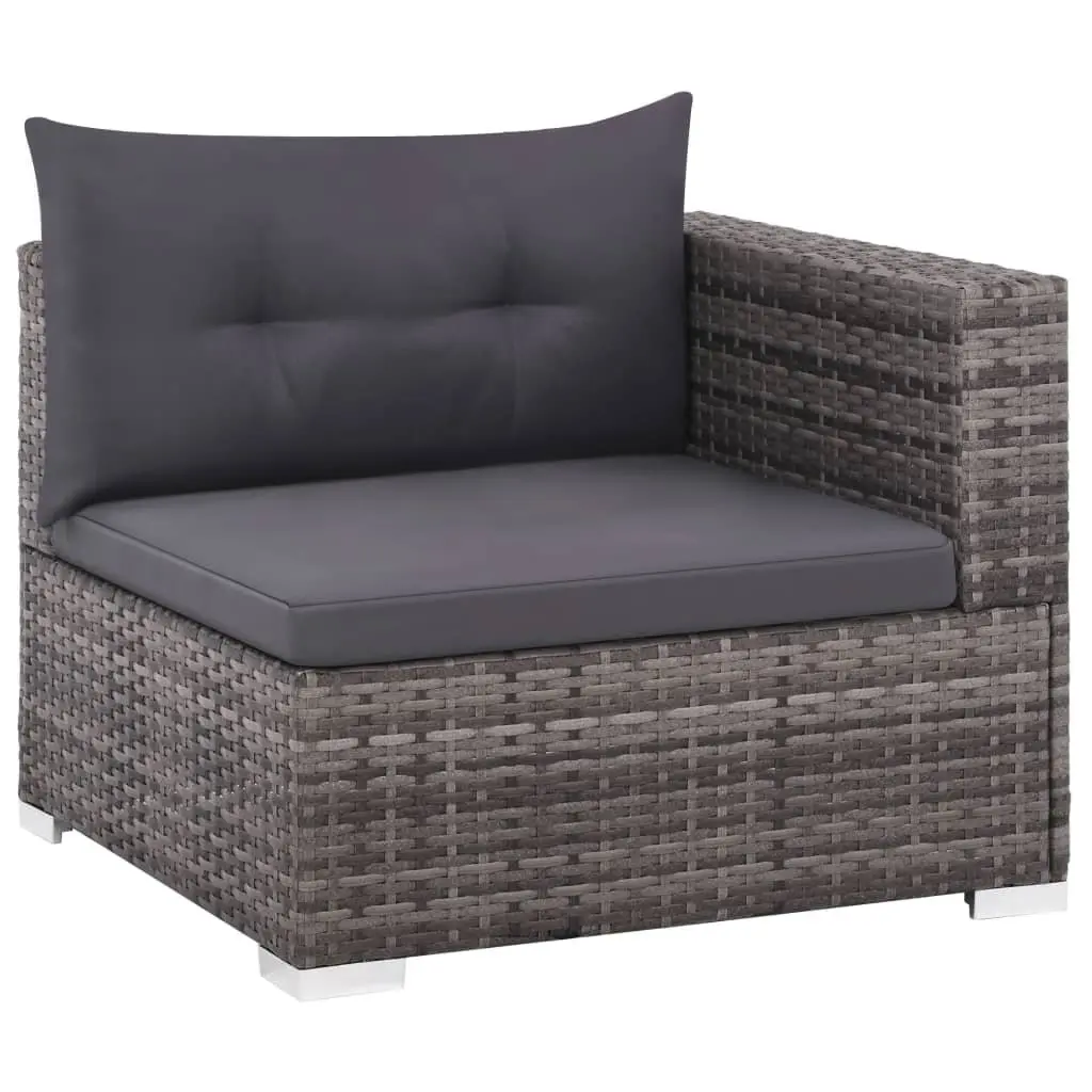 Garden Lounge Set Grey 3 Piece Outdoor Sofa Rattan Patio Furniture with Cushions