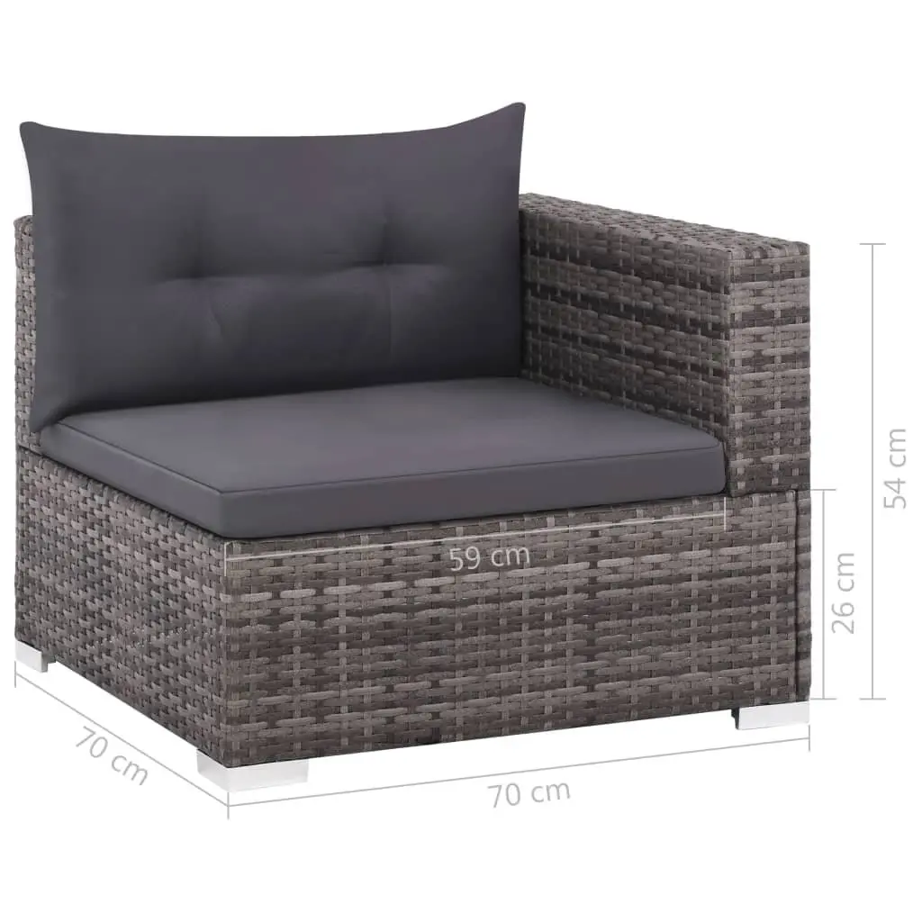 Garden Lounge Set Grey 3 Piece Outdoor Sofa Rattan Patio Furniture with Cushions