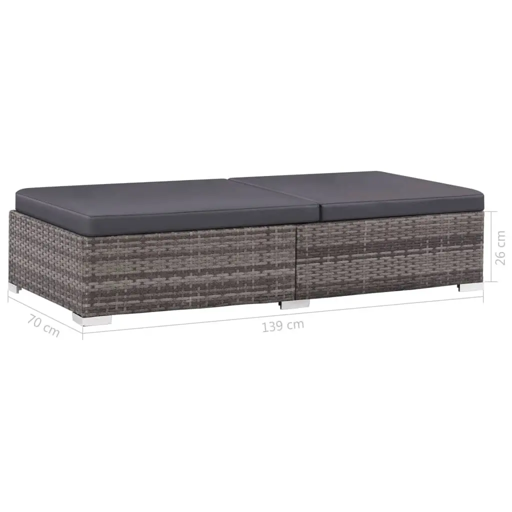 Garden Lounge Set Grey 3 Piece Outdoor Sofa Rattan Patio Furniture with Cushions